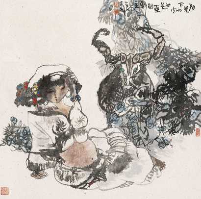 关玉良 阳光下的少女 立轴